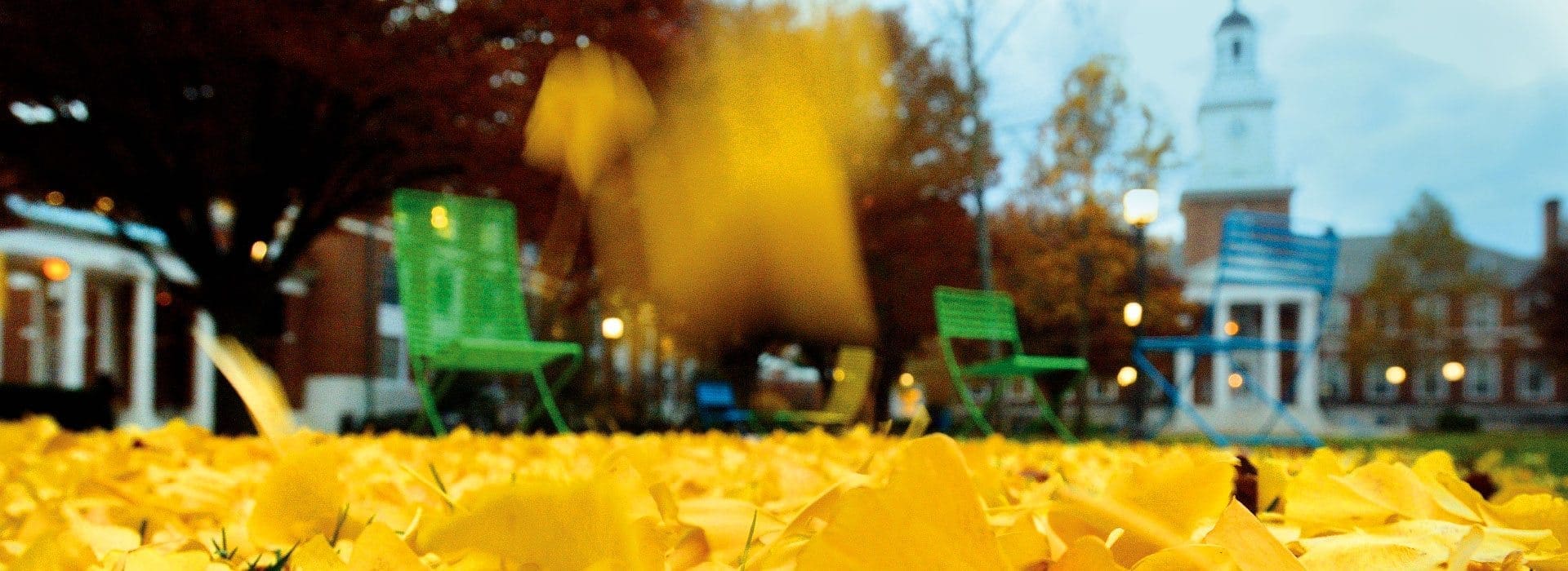 fall photo of Keyser quad with Gilman Hall in background