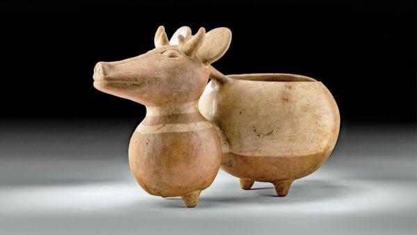 Ceramic bovine vessel from the Chancay culture, situated in modern-day Peru, dating between 1000 and 1450 CE.