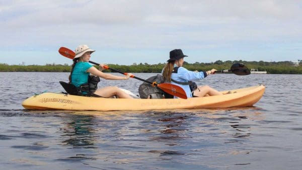 Two people kayaking