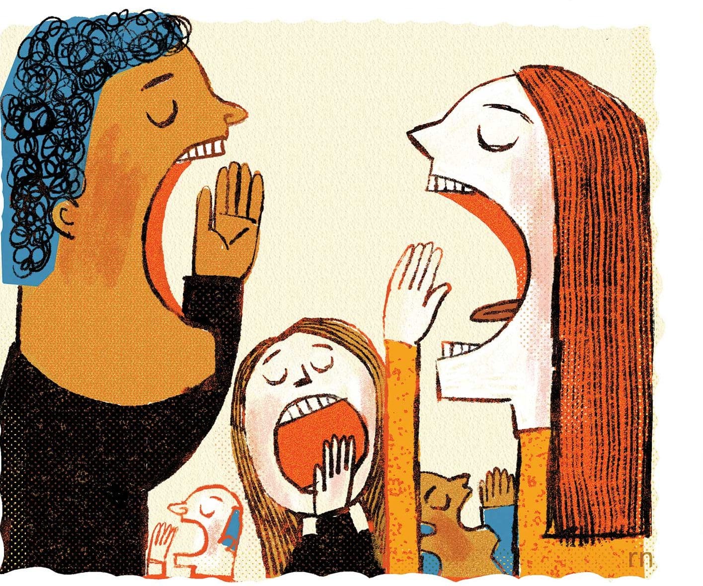 Illustration of people yawning by Robert Neubecker.
