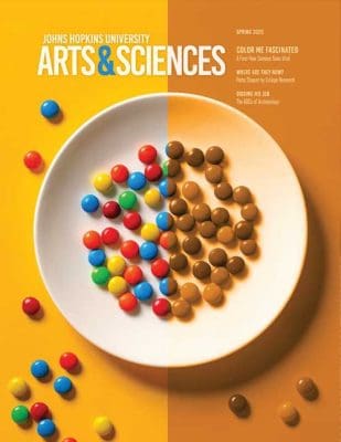 A plate of M&Ms: one half in full color, the other half in monochromatic orange.