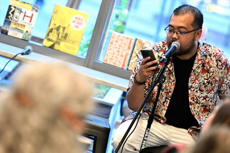 Lorenzo J. Geronimo (one of the adult winners) reading his work.