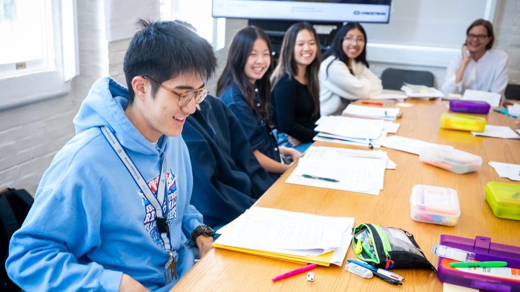 Students in Imagination and Research roll the dice. (Students left to
right: Connor Jung, Janice Chang, Vy Trinh, Jessica Lopez Sanchez)