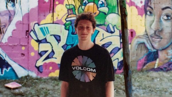 Ben Andreesen in front of one of the murals in Cartagena, Colombia.